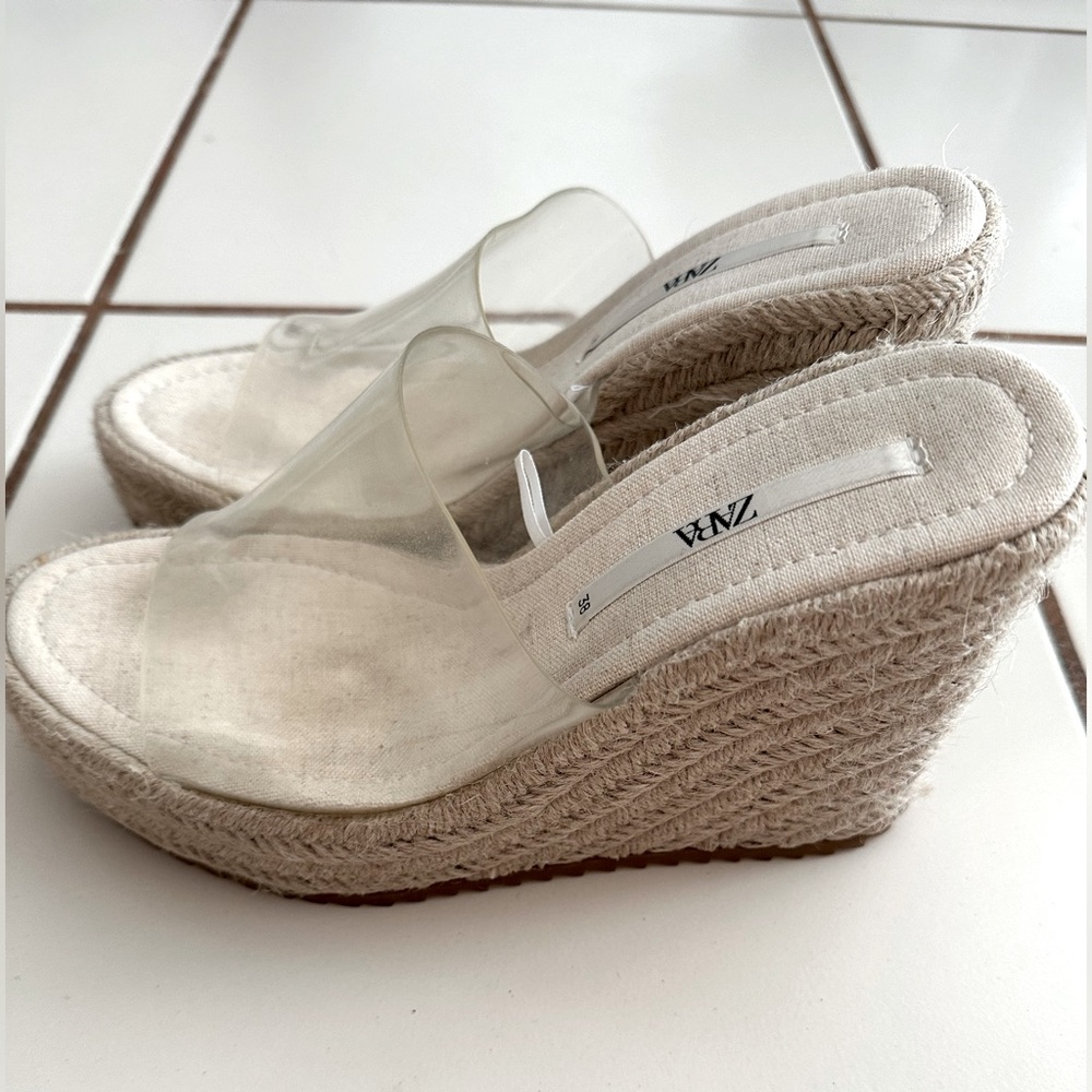 Clear Espadrille Slide Platforms